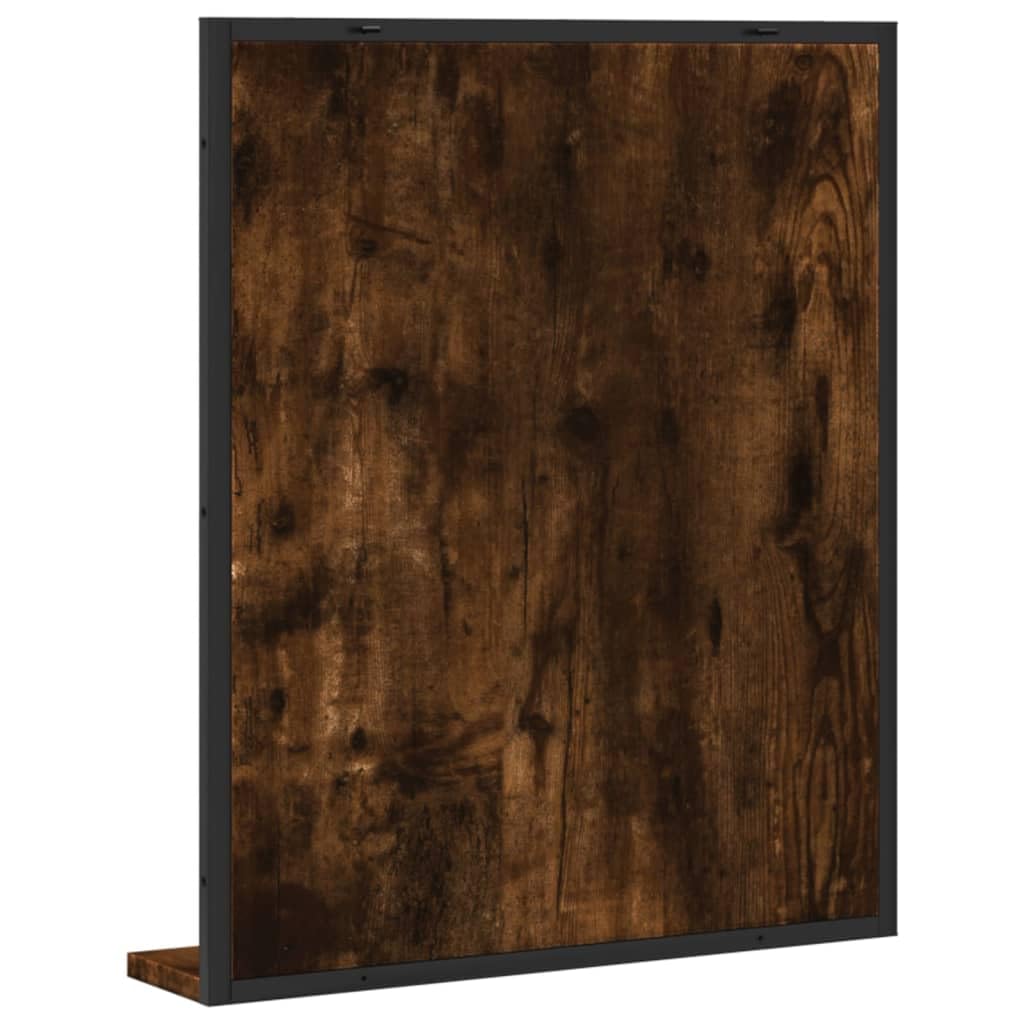 Espejo de baño con Estante de Madera de ingeniería Roble Ahumado, Almacenamiento Extra para artículos de higiene Personal, Montaje en Pared para Ahorrar Espacio, Reflejo