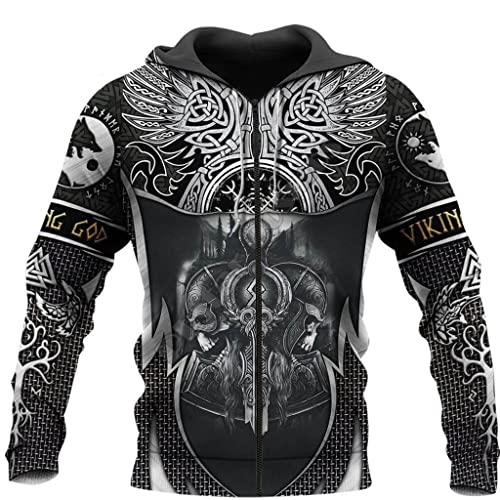 Sweat a Capuche Viking Odin Corbeau pour Dompter le Froid avec l'Énergie du Loup Fenrir