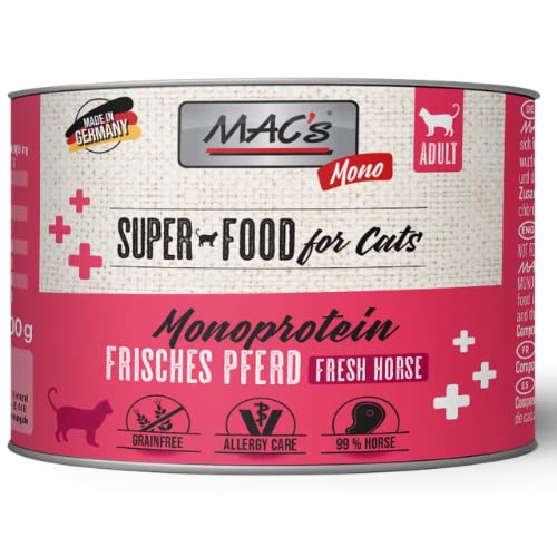 Mac's Cat Katzenfutter Mono Pferd Nassfutter Dosen 6x200g getreidefrei