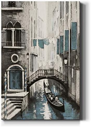 Renditions Gallery Canvas Architectural Artwork for Office Gandola Ride in Venice Water Streets Abstract Hanging Paintings for Bedroom Living Room Office Wall Decor - 18"X27" LT15