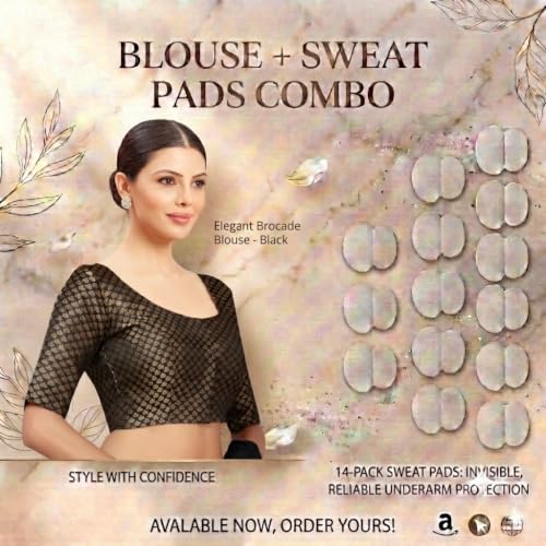 Image of Studio Shringaar Women's Zari Brocade Stitched Elbow Length Sleeves Saree Blouse