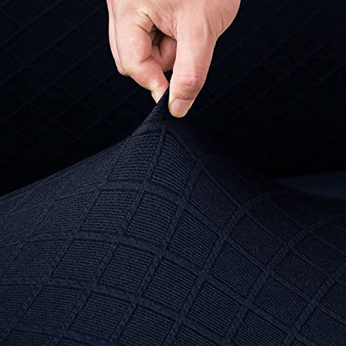 NEKOSUKI Arm Rest Covers, Set of 2 Stretch Diamond Pattern Armchair Couch Stretch Armrest Chair Covers for Furniture Protector, Anti-Slip Sofa Chair Arm Caps Spandex Polyester Slipcovers (Navy) - Image 4