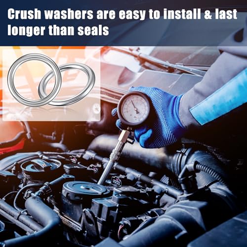 Image of Mudder 50 Pieces 20 mm Aluminum Engine Oil Crush Washers Drain Plug Gaskets Compatible with Volkswagen /Audi Part N0138157 Oil Drain Plug Gasket