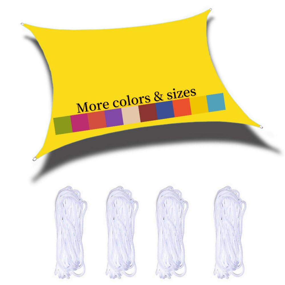 Sun Shade Sail 5x5m Waterproof Rectangle PES Polyester 98% UV Block for Outdoor Garden Patio Yard Party with Free Ropes, Fluorescent Yellow