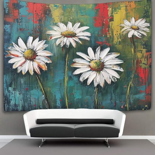 CWBNA0RBN 3D Druck Daisy Wandteppiche Poster Ornament Wandbehang Wandteppich Raumteiler Vorhang Für Wohnzimmer Dekor,Schlafzimmer Tapisserie 70cmx100cm