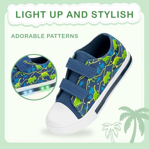 EUXTERPA Toddler Light Up Sneakers Kids Casual Canvas Shoes with Adjustable Strap for Girls Boys2