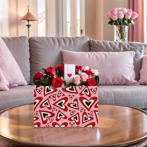 Image of Cute Heart Valentine's Day Basket Gifts Empty Storage Basket for Kid and Baby Room Decor (Abstract Black Red Love)