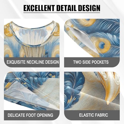 senya Short Sleeve Pajamas Sets Summer Cotton Sleepwear White Peacock4