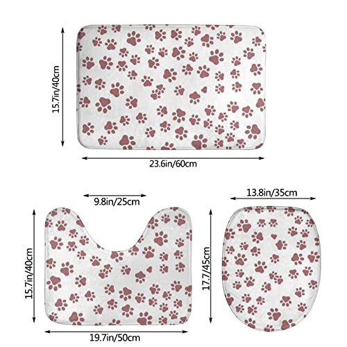 DIRYKILP Badematte + Konturmatte + Toilettendeckelbezug, Niedlicher Hund Melone Druck 3 Stück Badematte Set, mit rutschfester Klebeunterseite – Bild 4