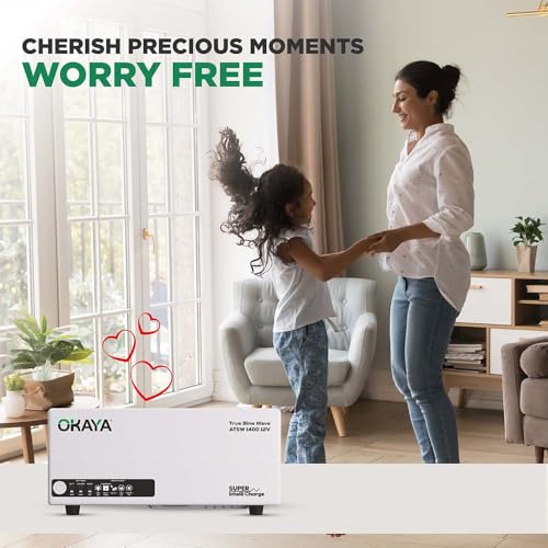 Image of Okaya ATSW 1400 Inverter for Home, Office & Shops | 1150VA /12V Pure Sinewave | Reliable Power Backup | Supports 1 Inverter Battery | LED Display | Fast Charging | with 36 Months Warranty