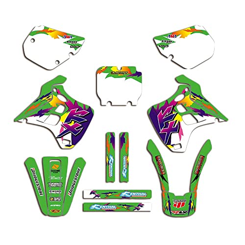 ENARUI Kit Déco Autocollant Stickers Compatible avec Kawasaki 125 250 KX KX125 KX250 1990 1991 et Numéro Gratuit Personnalisé