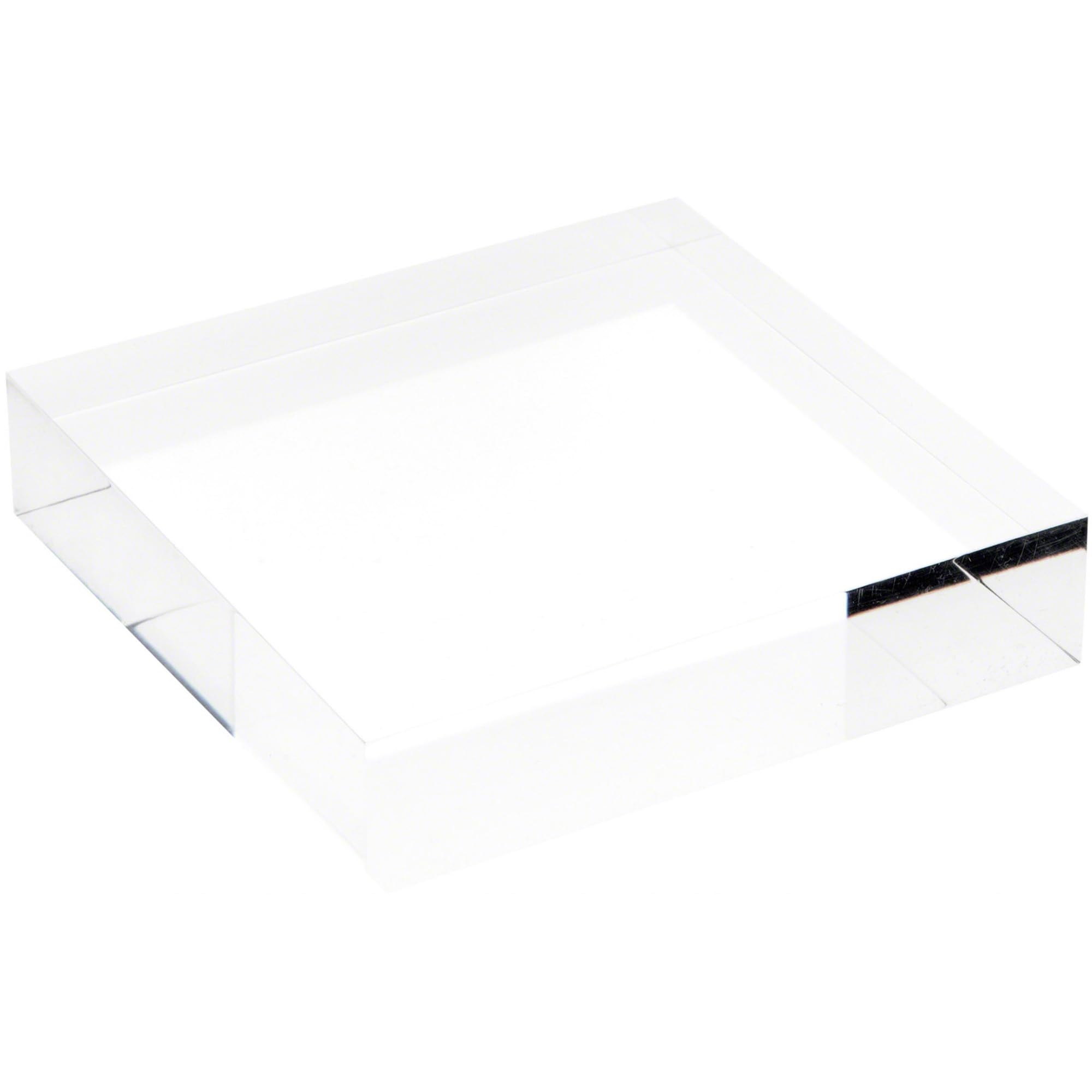 Plymor Clear Polished Acrylic Square Display Block, 1" H x 4" W x 4" D (2 Pack)