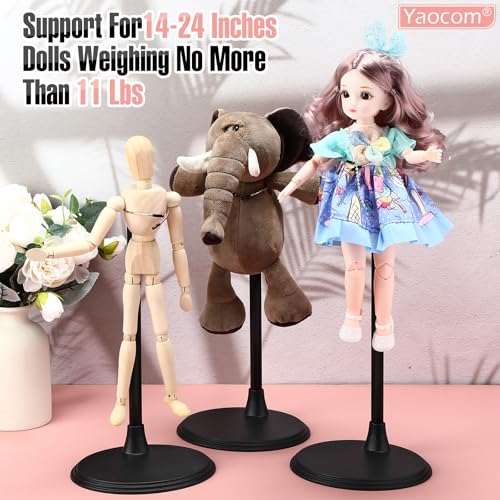Image of Yaocom 12 Pcs Adjustable Doll Stand Display Holder Action Figure Stands Black Doll Bracket with Expandable Waist Wire for 14 to 24 Inch Dolls Figures Display Rack for Home Store Market