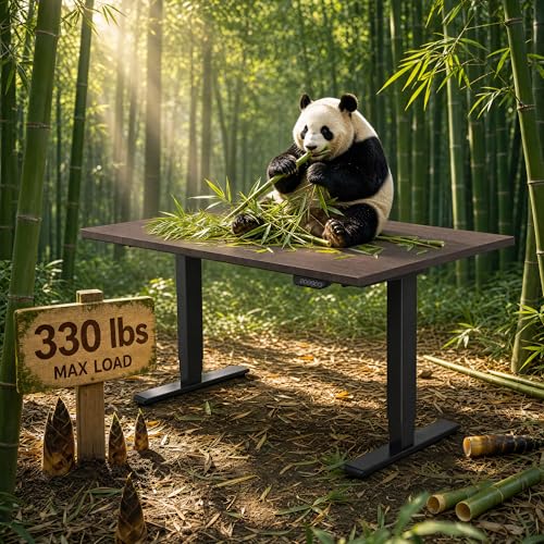 Image of FLEXISPOT E6 MAX Bamboo 78x30 Inch Dual Motor 3-Stage Heavy Duty Standing Desk, 330lbs Weight Capacity, Height Adjustable Desk w /Cable Management & Wheels (Solid Walnut Bamboo Desktop + Black Frame)