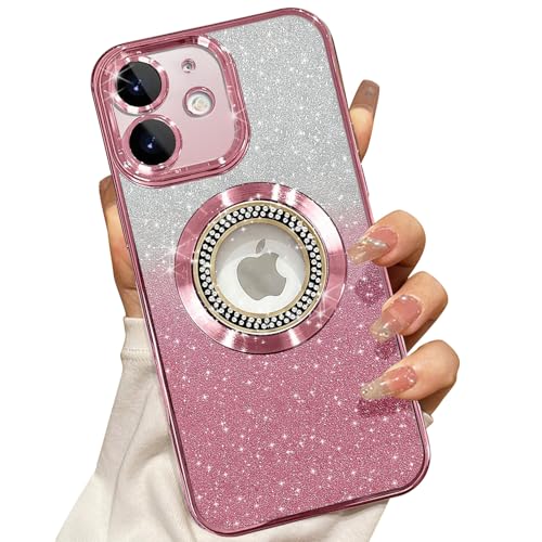 Image of Misscase for iPhone 11 Magnetic Glitter Case Compatible with MagSafe,Full Protection Slim Shockproof Anti-Scratch Case with Camera Lens Protector Logo View Dust-Proof Net for Women Pink