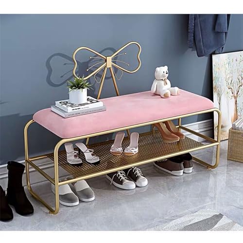 Meuble à chaussures pour ranger l'entrée encombrée banc tabouret rose gain de place 100cm