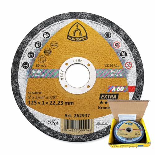 25 x Klingspor Edelstahl Trennscheiben 125 x 1mm Inox Metall Trennscheibe für Flex