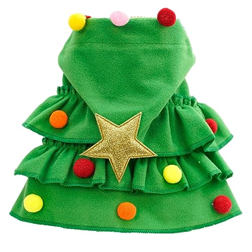 ZQTUMM ペット服 犬服 猫服 クリスマス コスチューム 秋冬用 ドックウェア パーカー フード付き 小中型犬 コスプレ 仮装 被り物 可愛い 変身服 人気 記念撮影 (S,レッド)