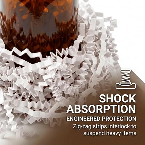 Image of Box USA White Crinkle Paper Filler (40lb) - Shredded Paper for Basket Stuffing, Shipping, Packaging, Confetti, Crafts & Holidays - Crinkle Cut