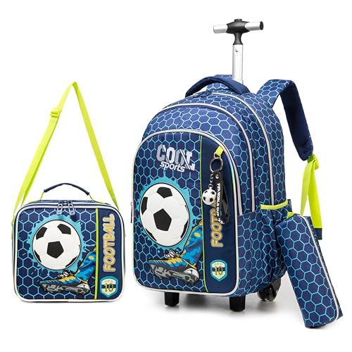 Mochila com rodas para meninas Mochilas com rodas para meninas Mochilas (Futebol masculino azul escuro)
