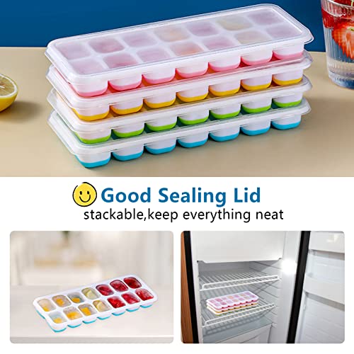 Image of MARKWELL Ice Cube Tray, 2 Pack, 28 Ice Cubes, Easy Release Silicone, Ice Cube Tray, BPA Free and LFGB Certified, Stackable, for Freezer, Baby Porridge, Whisky