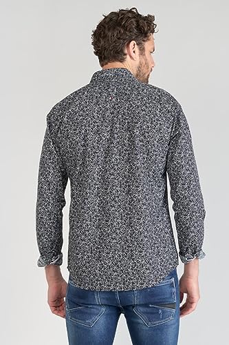 Le Temps des Cerises Fibor Hemd mit Blumenmuster, Schwarz und Weiß, blau, M