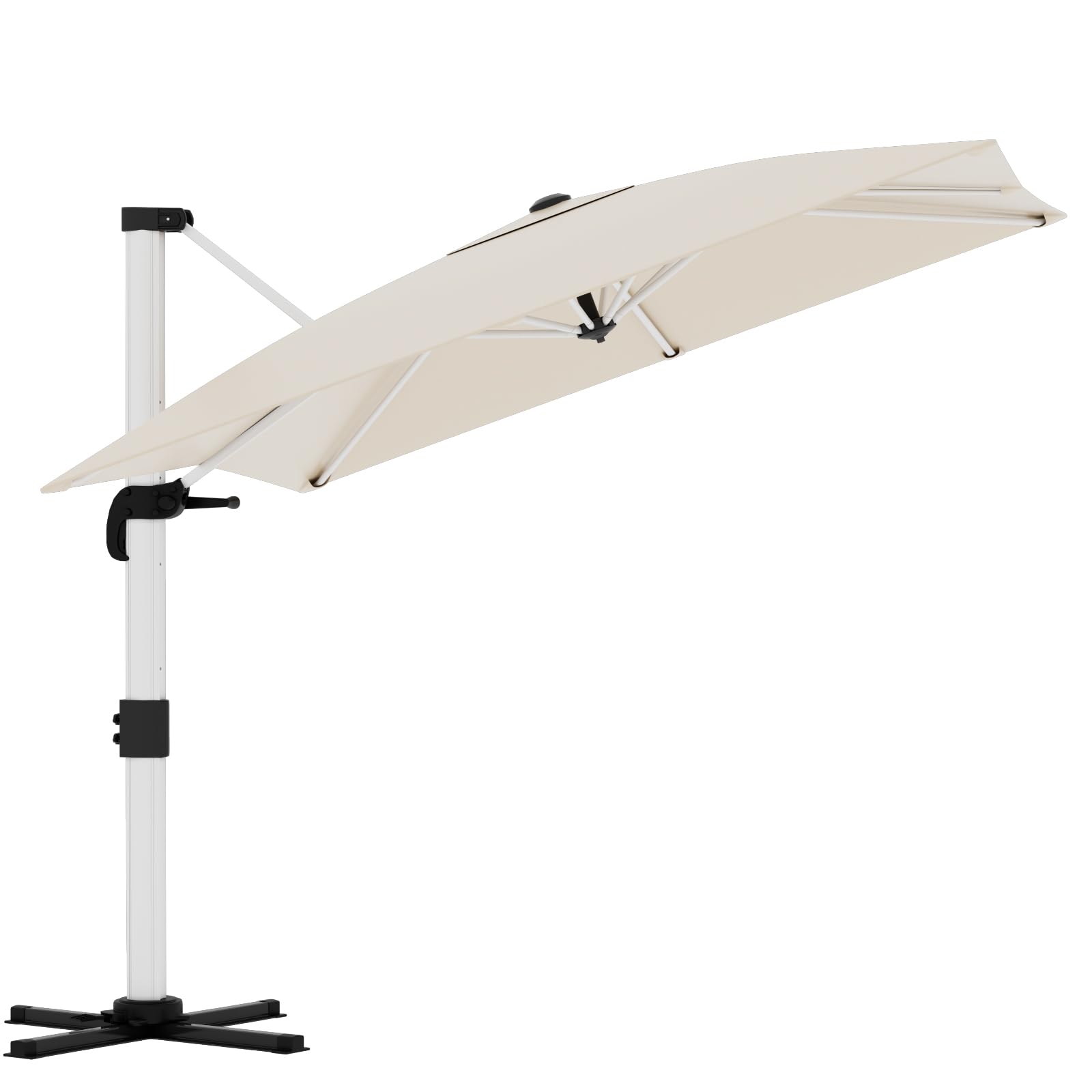 TRIUMPHKEY Sombrilla para balcón de aluminio con manivela, impermeable, protección solar UV50+, rotación de 360 °, Grau Doble Techo, 300 * 400 cm