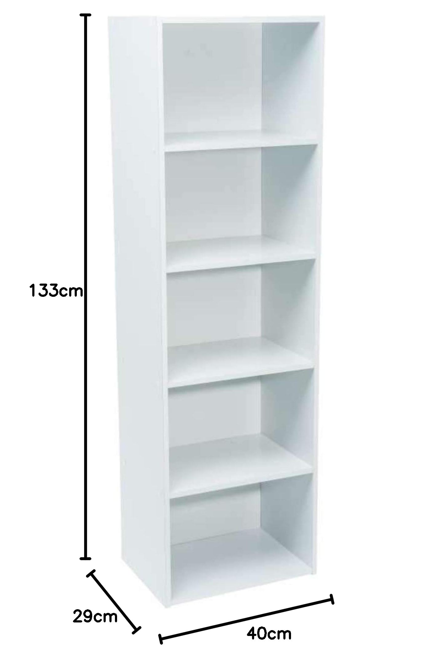 WERKA PRO Weißes Aufbewahrungsmöbel 5 Nischen (133 x 40 x 29 cm)