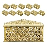 NIYANGLE Caja Joyero Decorativa Rectangular Dorada Galvanizada 12 Piezas, Organizador Vintage para Baratijas y Dulces, Adecuado para Bodas, Cumpleaños y Exhibición de Joyas