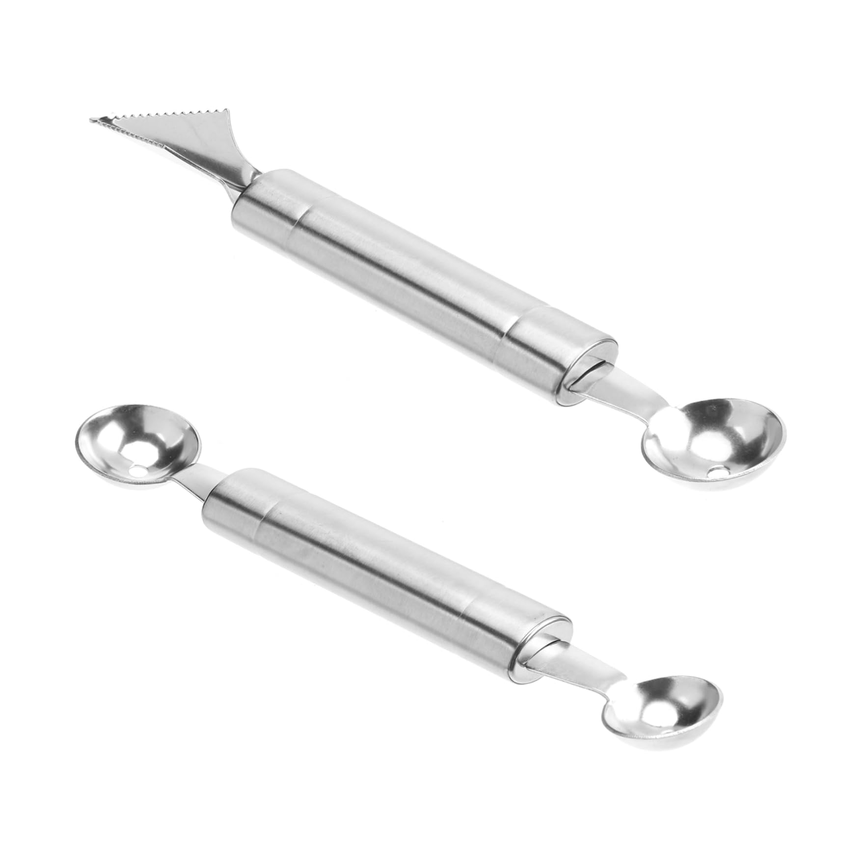 HOLIDYOYO 2pcs Stainless Steel Fruit Scoop Tool Dual- Melon Baller and Carving Spoon for Elegant Fruit Presentation for Salads and Garnishes