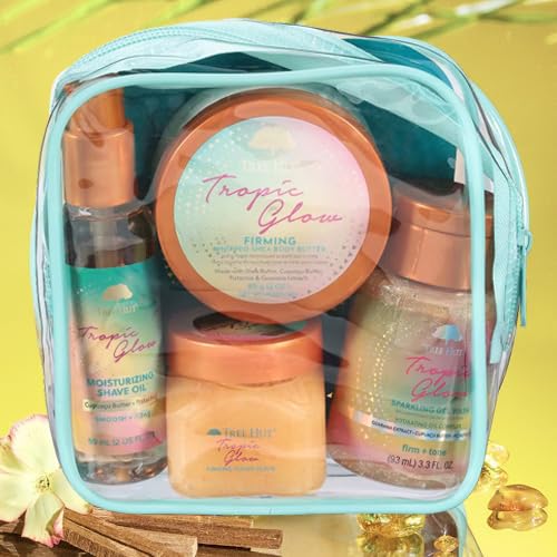 Tree Hut Mini Tropic Glow Everything Shower Gift Set, Exfoliating Sugar Scrub, Foaming Gel Wash & Whipped Body Butter, Hydrating Self-Care Kit for Soft, Glowing Skin