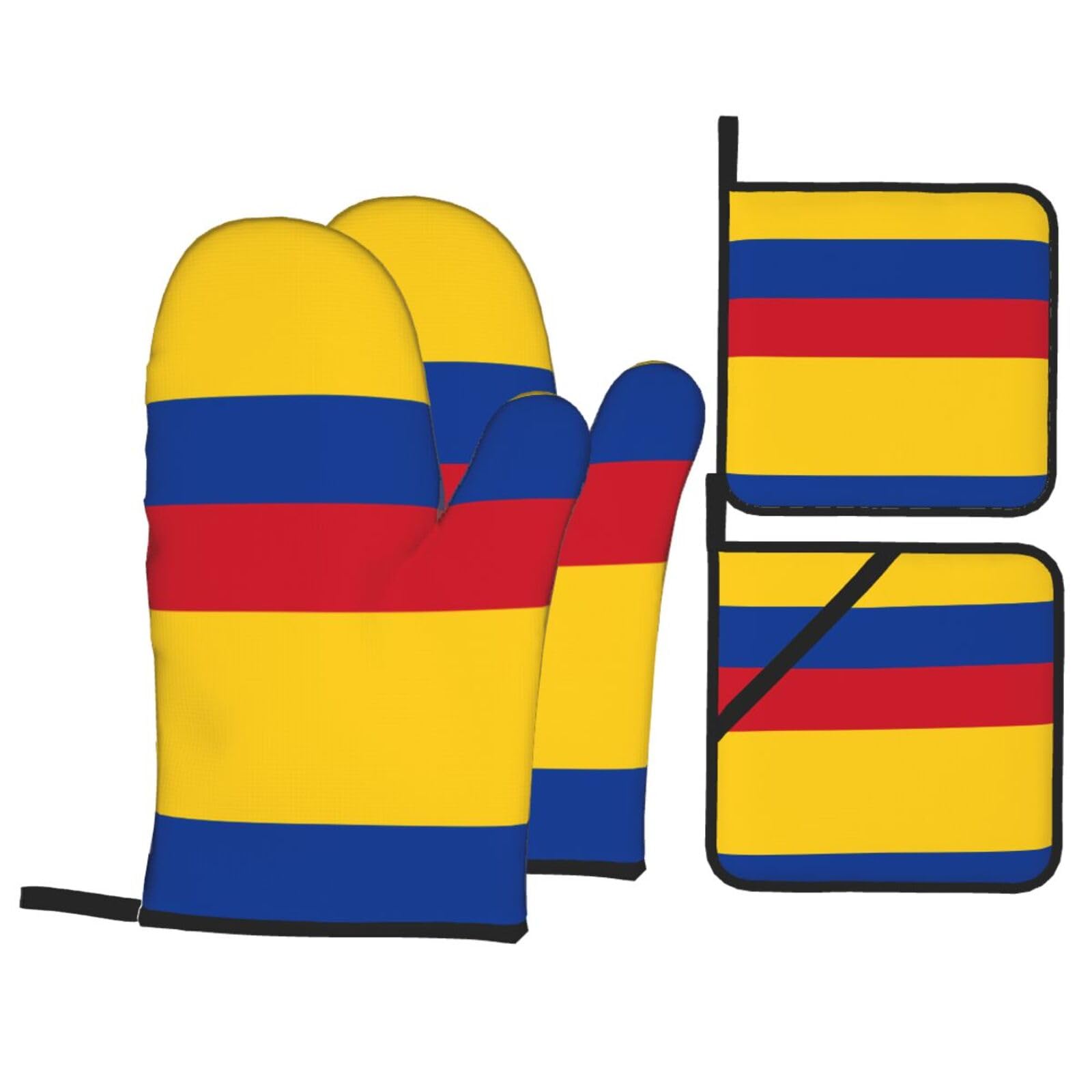 HJFCZH Flag of Colombia Prints Kitchen Covers: Waterproof Oven Layers for Safe Cooking & Easy Cleanup - 4 Piece Heat Protection Set