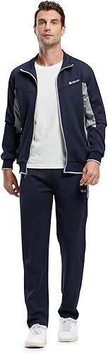 Miniatura 3 de Rdruko Conjunto Deportivo de 2 Piezas para Hombre, Traje Deportivo con Cremallera Completa, Sudaderas Deportivas para Gimnasio, Ropa Deportiva