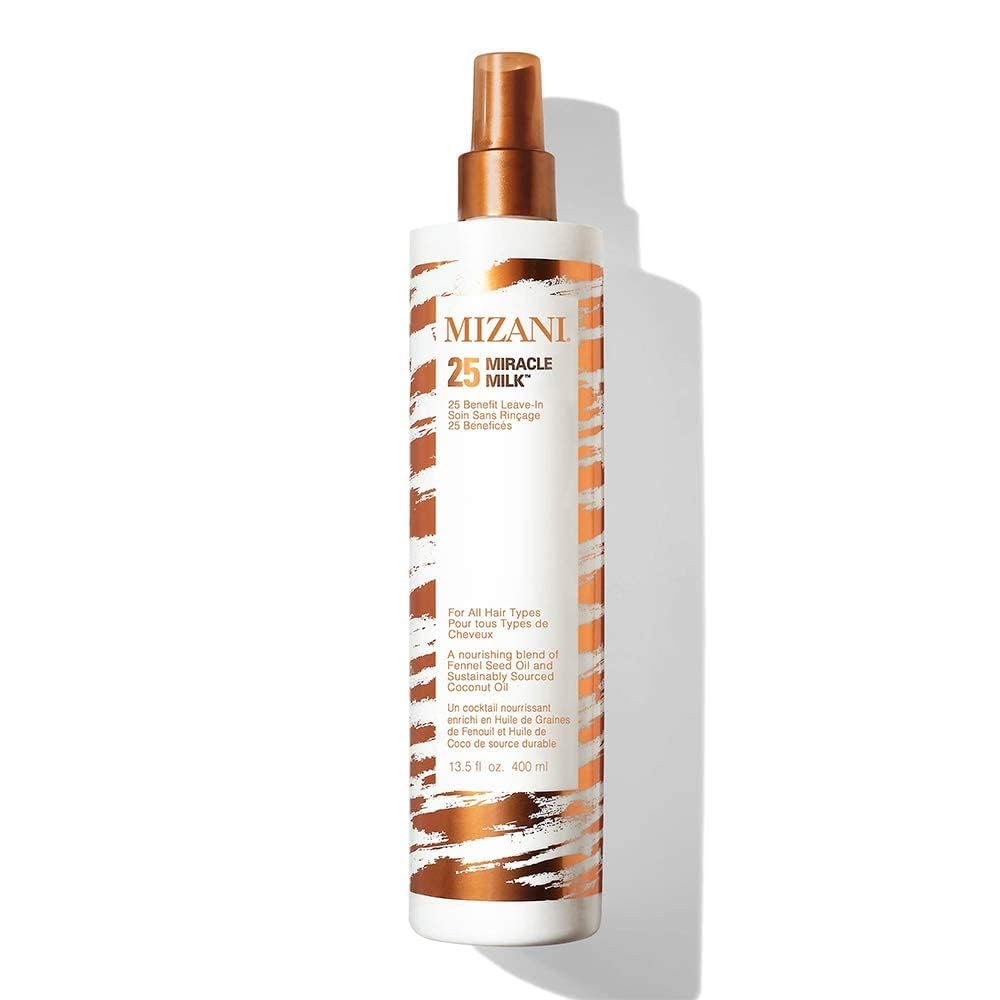 25 Benefit Miracle Milk - Leave in Conditioner for Curly Hair, With Coconut Oil, Curl Detangler Spray, Anti Frizz Heat Protectant, No Drying Alcohols, Paraben-Free