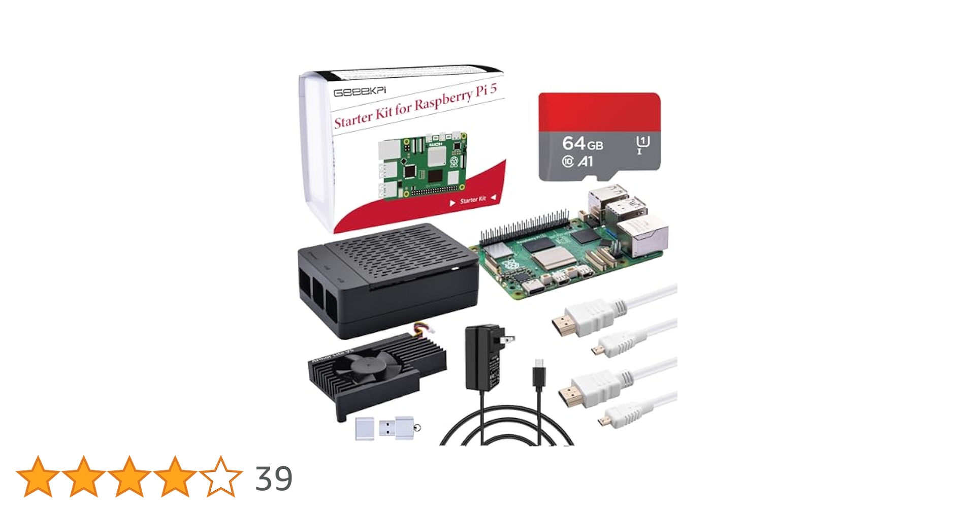 Raspberry Pi 5 4GB スタータキット ケース・5Aアダプタ付き Raspberry Pi 5 4GB スタータキット ケース・5Aアダプタ付き