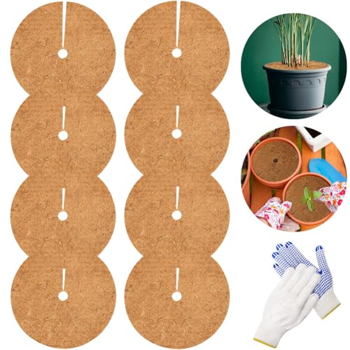 8Pièces Tapis de Coco Plantes, 30cm Disque de Paillage Coco Tapis de Paillage, Disque de Protection Plante, Fibre de Coco Tapis de Désherbage des Plantes Tapis