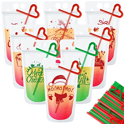 Set de 24 Bolsas para Bebidas Navideñas con Popote miniatura 1