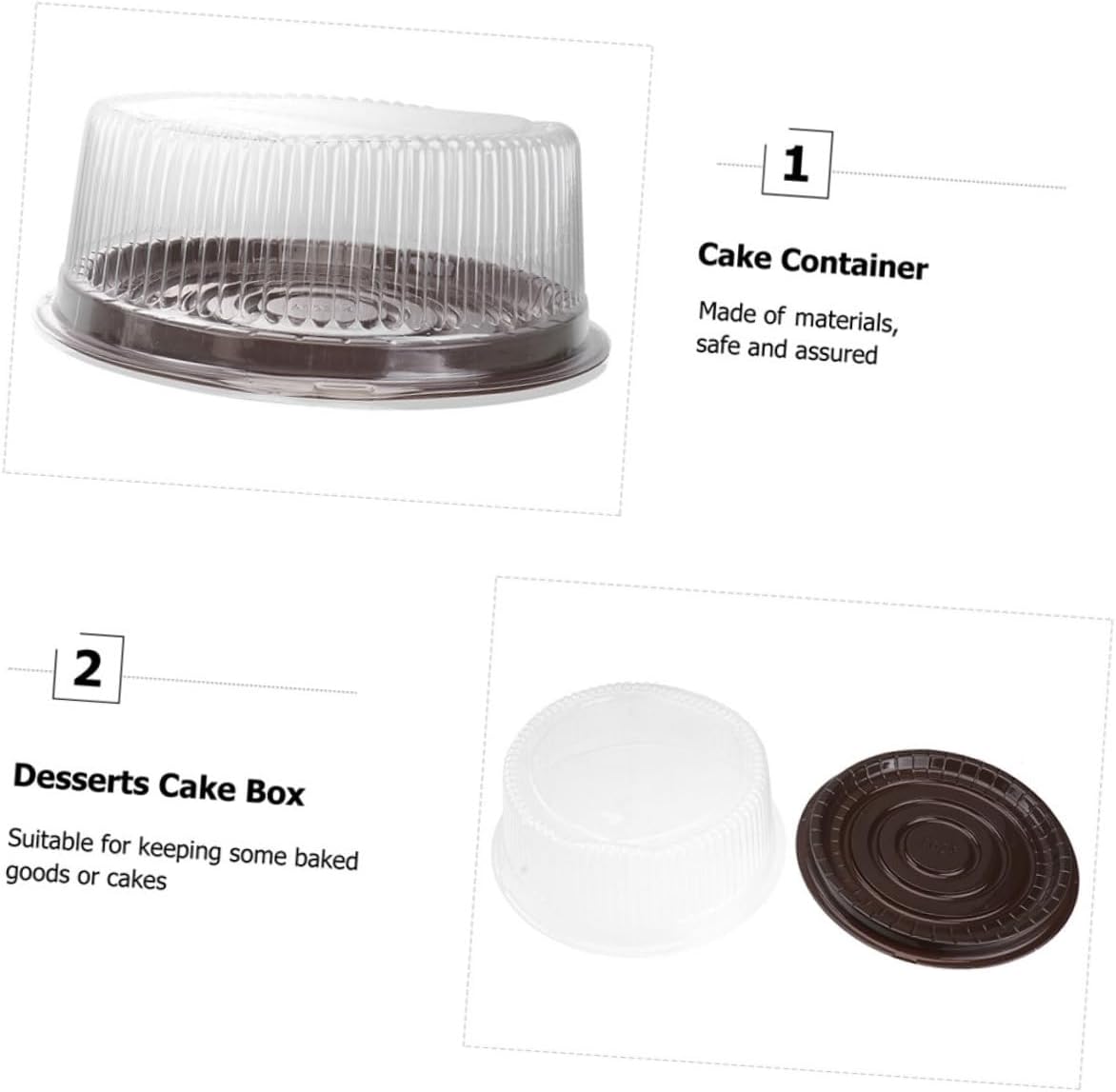 OUNONA 25 pcs Round Cake Boxes with Clear Plastic Lids Easy Open Cake Display Containers for Wedding Party Dessert Shops Carrying and Storing and Small Pastries