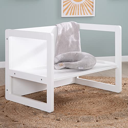 Roba Set Sgabello E Tavolo Reversibili 3 In 1 - Regolazione In 3 Altezze Di Seduta - Multifunzione - Mobili Per Bambini - Facile Da Montare E Pulire - Legno Bianco - 6