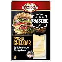 Envie de burgers gourmands et fondants à souhait ? Avec les tranches de cheddar Président, vos créations maison prennent des airs de brasserie ! Six tranches généreuses, parfaites pour un fromage qui fond juste comme il faut. Un vrai régal à chaque b...