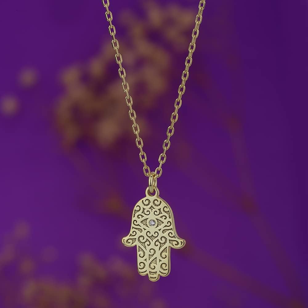 Vanbelle 18K Gold Plated Jewelry - Hamsa Pendant Necklace with Cubic Zirconia Stones - Elegant Handcrafted for Women - 16" Long + 2" Extender - Image 5