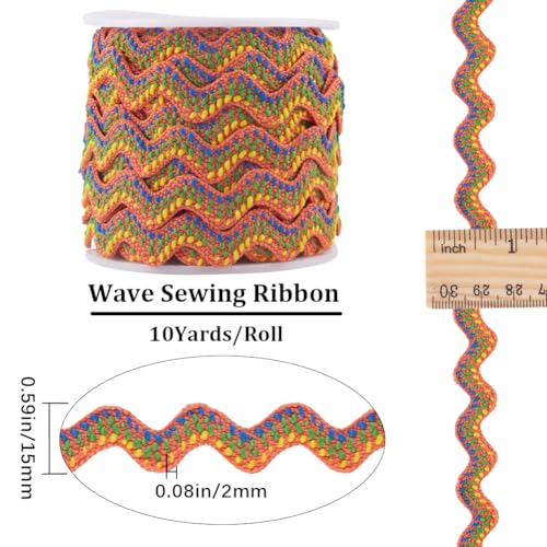 GORGECRAFT 10Yds Sandy Brown RIC Rac Trim Ribbon Wave Sewing Bending Fringe Trim 5/8 inch Wide Braids Cords Embellishments for Flower Making Wedding Party Lace Ribbon Craft Pillow - Image 2