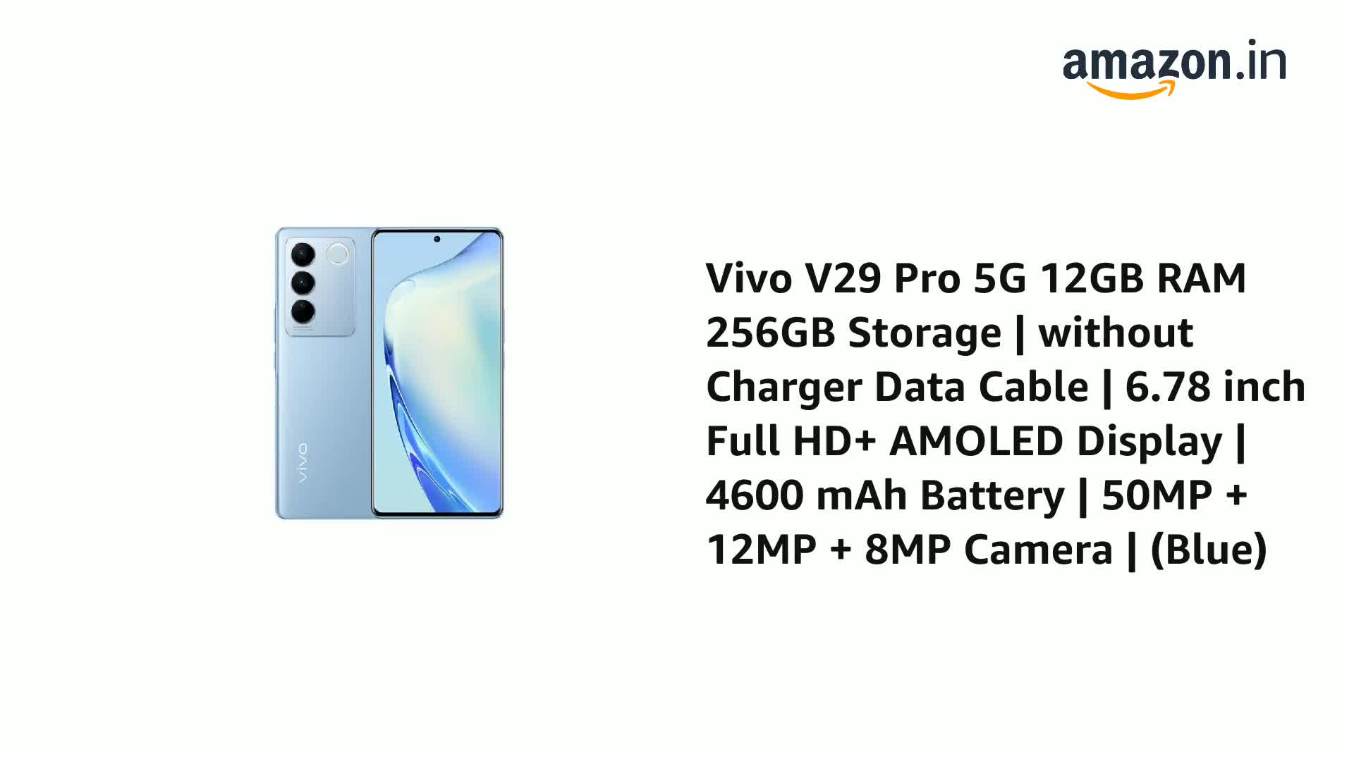 vivo V29 Pro 5G 12GB RAM 256GB Storage | Without Charger Data