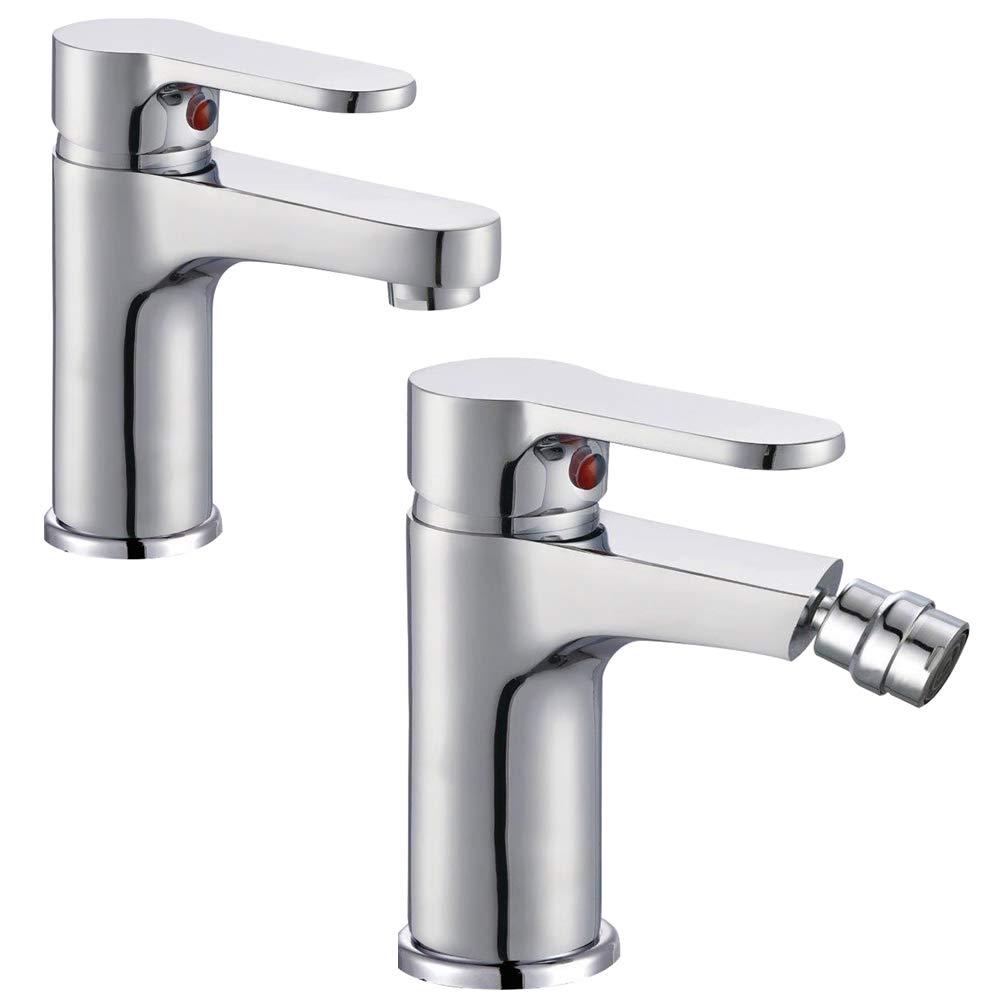Mikser Kran Bidet Chrome + Mikser Kran Umywalka Chrome