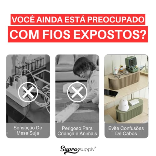 Caixa de Esconder Fios e Cabos Gerenciamento de Energia Tomadas Oval de para Esconder bagunça de Fio