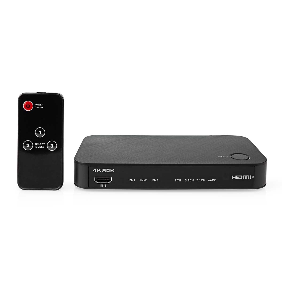 Nedis Convertitore audio digitale | 2 vie | Connettori – Ingresso: DC Power / 3 ingressi HDMI | Connettori – Uscita: 1 x 3,5 mm / 1 x TosLink / 2 x uscite HDMI | eARC | Automatico/pulsante | antracite