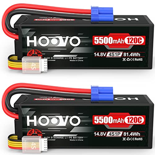 HOOVO 4S 14.8V 5500mAh 120C RC Lipo Battery 2-Pack