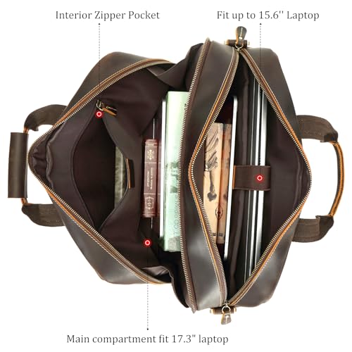 Polare 17'' Computer Briefcase Work Bag Business Case For Men With Full Grain Leather Fits 15.6'' Laptop3