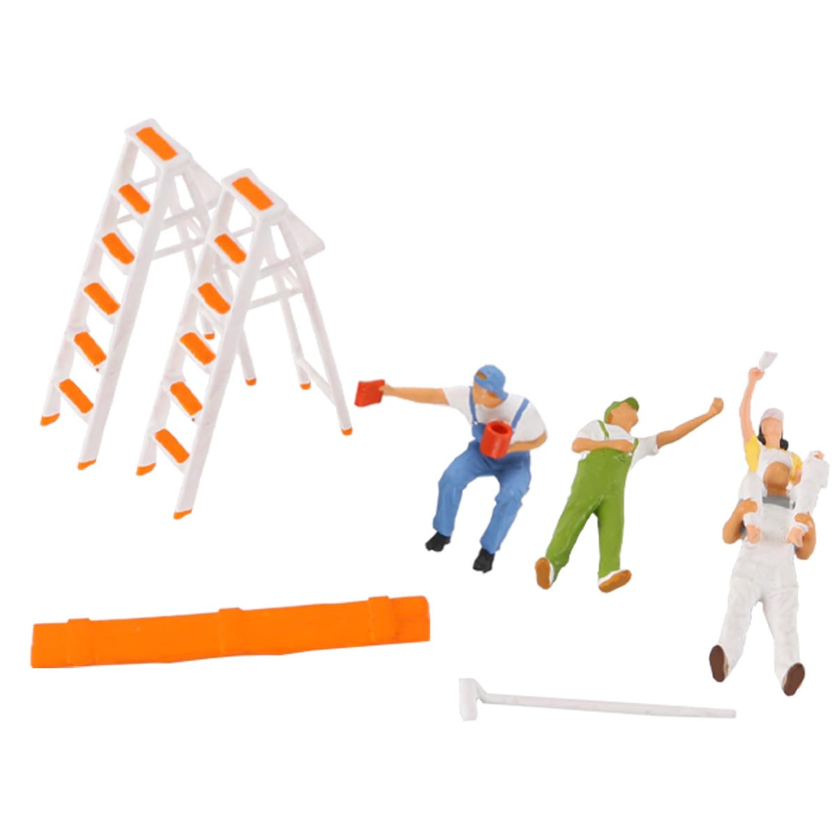 Alnicov 1/87 2CM Miniature Resin Figure Model Train Railway Scene with Ladder Artist Painting Figurine for Diorama and Micro Landscape