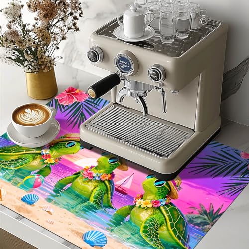 Image of HOMETITUTE Summer Stove Top Cover 28x20 Tropical Turtle Sunset Heat Resistant